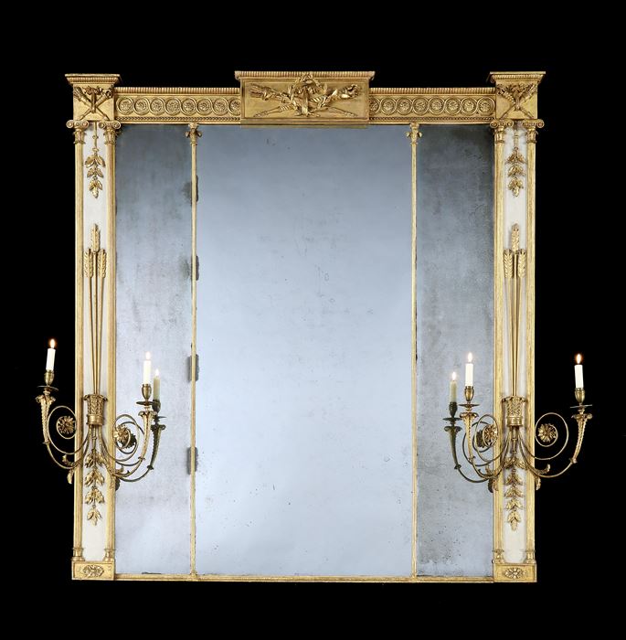 A George III carved giltwood and cream painted overmantel mirror | MasterArt